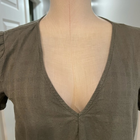 ASOS Short Sleeve V Neck Khaki Green Midi Dress - Picture 4 of 11